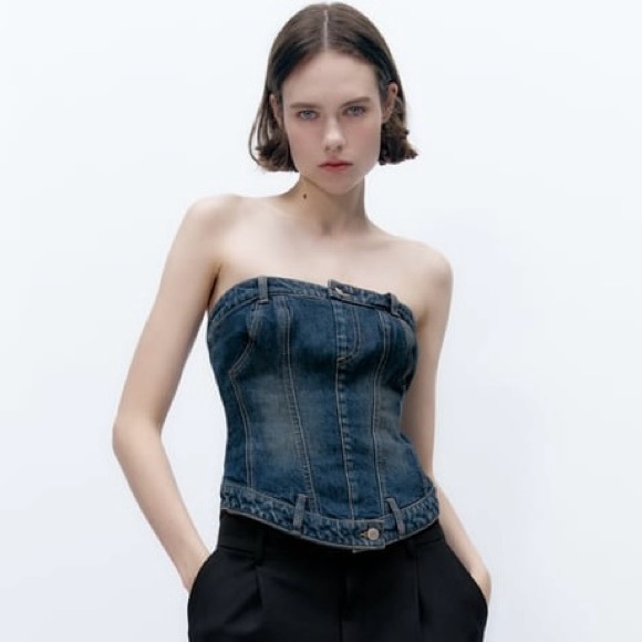 Zara TRF Denim Corset - Picture 1 of 4